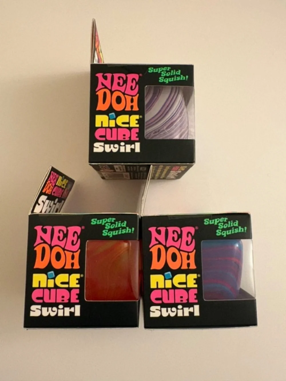 Nee Doh Nice Cube Swirl  Squish Toy Fidget Real Set of 3